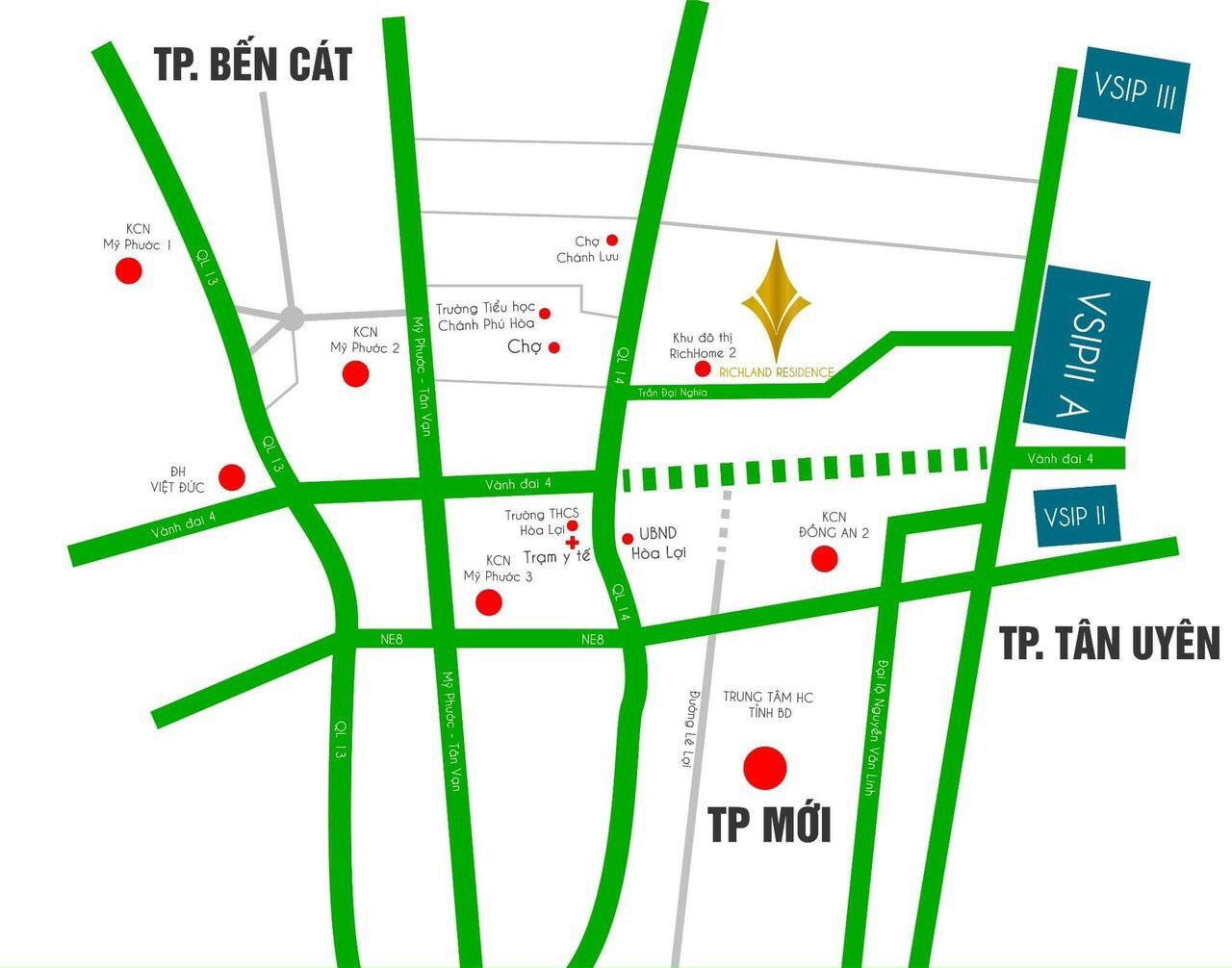 Vị trí dự án Richland Residence Bến Cát Bình Dương