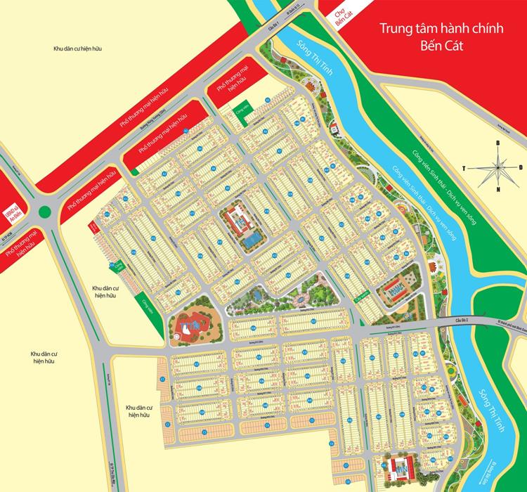 Mặt bằng tổng thể dự án Mega City Bến Cát