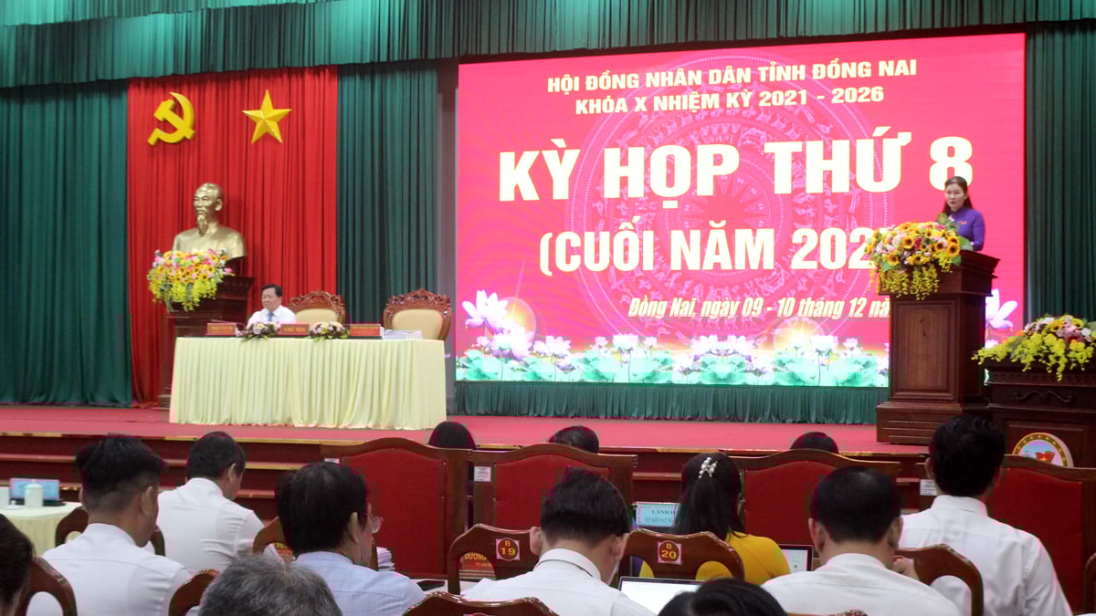 Phiên bế mạc kỳ họp HĐND tỉnh Đồng Nai khóa X (cuối năm 2025) ngày 10/12. Ảnh: Nguyên Vỹ