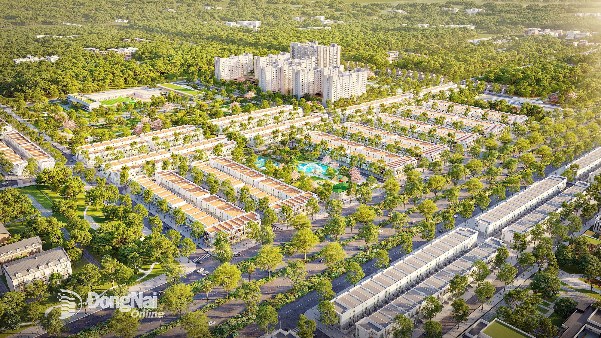 Phối cảnh dự án The Link City tọa lạc ngay trung tâm hành chính xã Dầu Giây. Ảnh: ĐVCC