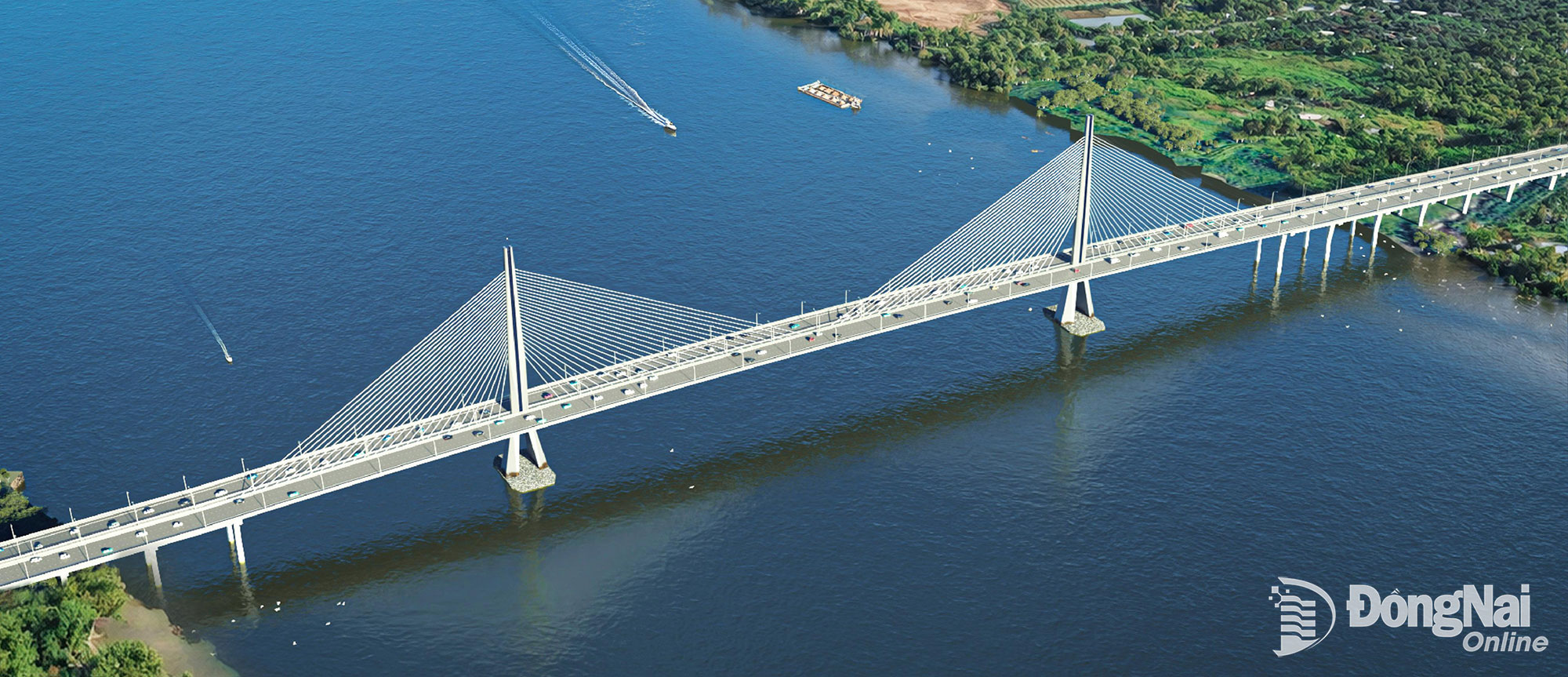 Phối cảnh cầu Long Hưng kết nối tỉnh Đồng Nai với Thành phố Hồ Chí Minh. Ảnh: ĐVTV
