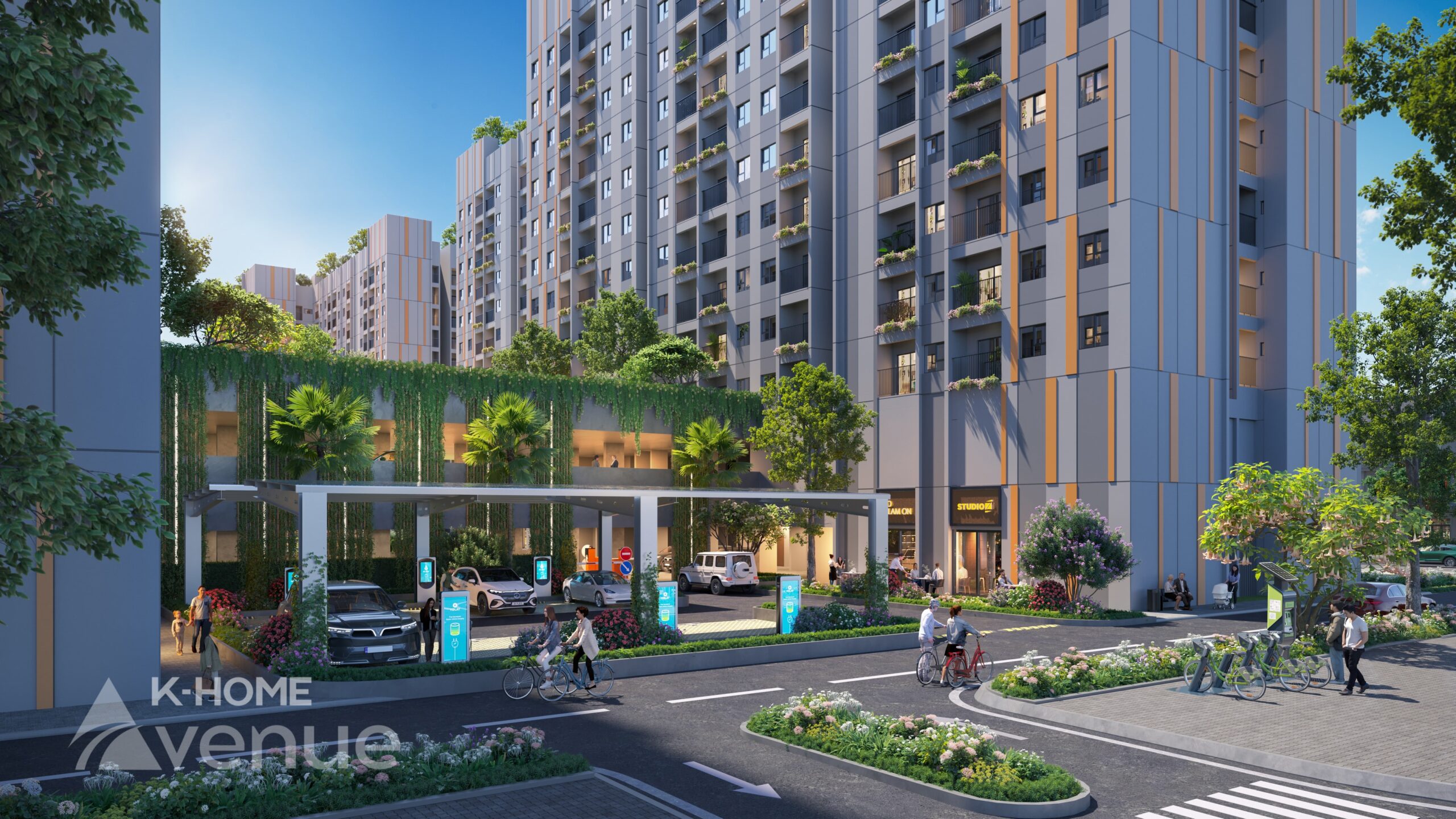Dự án K-Home Avenue được Kim Oanh Land đầu tư hệ thống trạm sạc xe điện sử dụng năng lượng mặt trời.