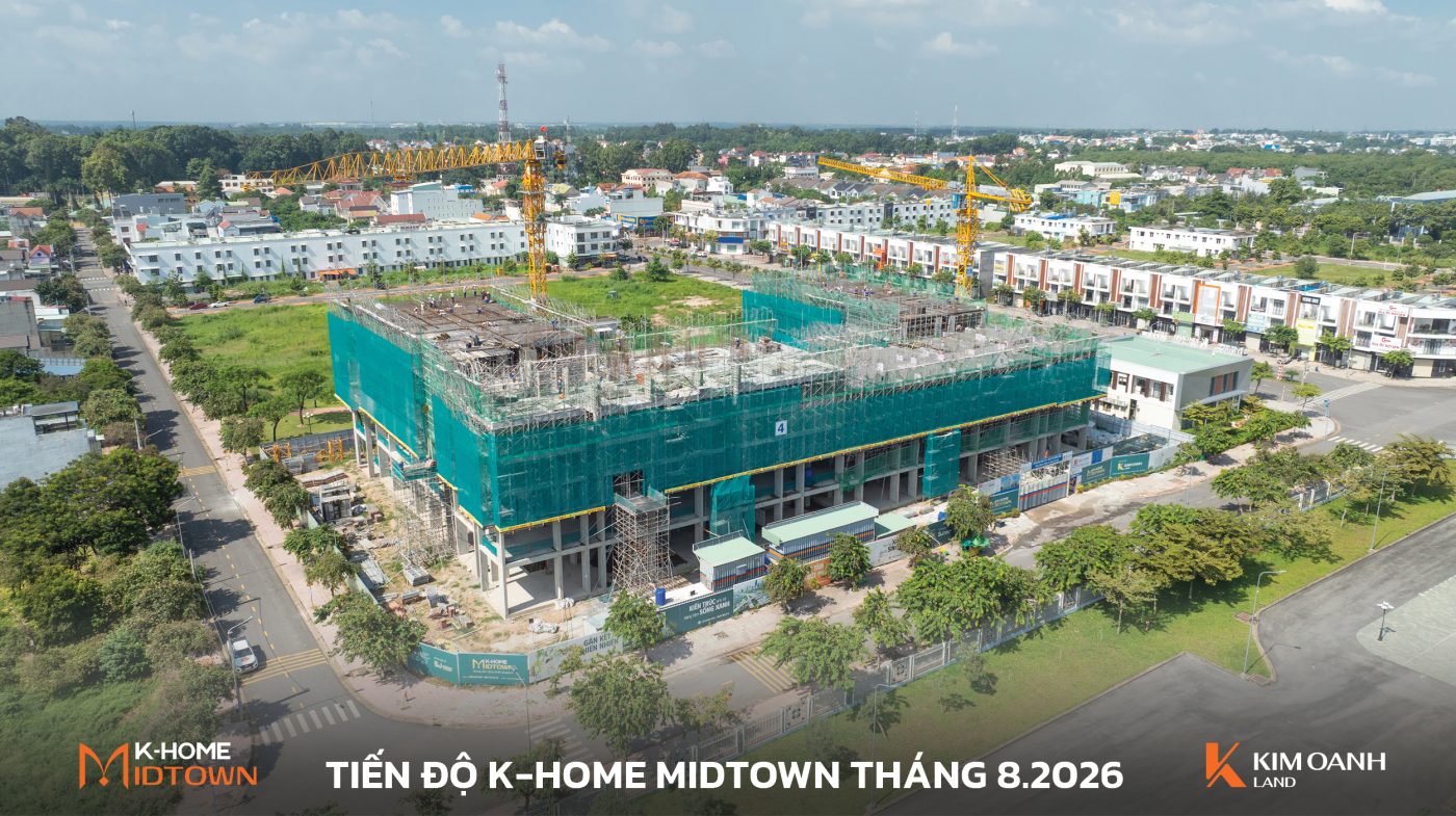 Diện mạo K-Home Midtown ngày một rõ nét khi công trình đã thi công đến tầng 7 trên tổng số 15 tầng – khẳng định uy tín phát triển dự án của Kim Oanh Land.