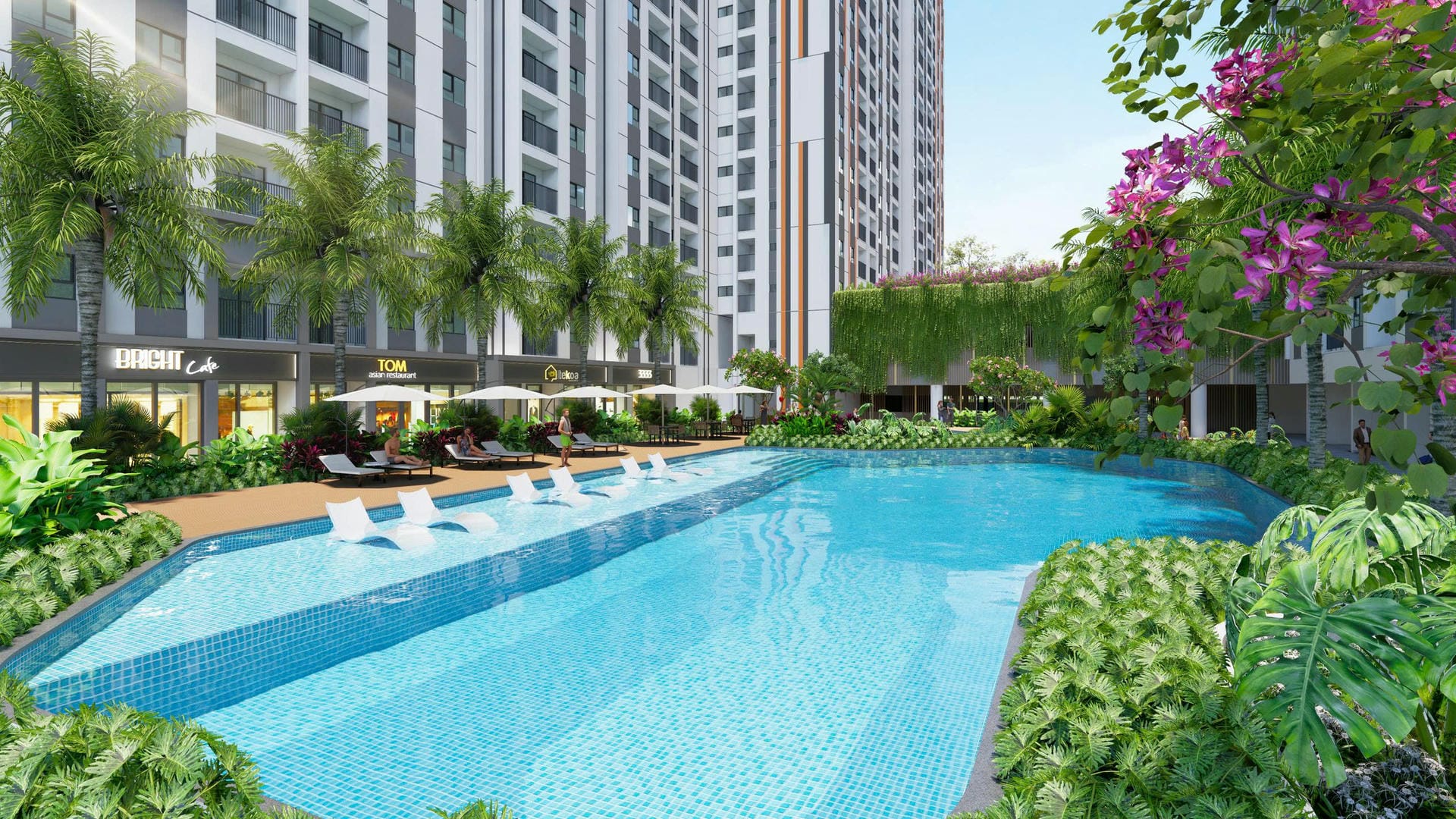 Phối cảnh hồ bơi của khu căn hộ K-Home Cityview.